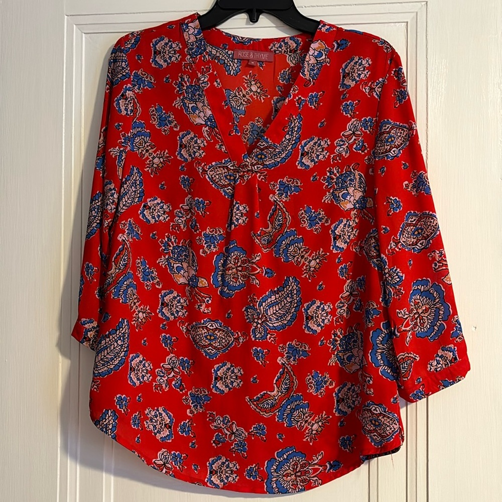 Women’s red size M 3/4 sleeve blouse.